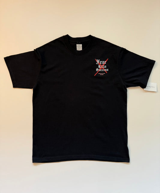 Short sleeve black shirt fear kills success logo