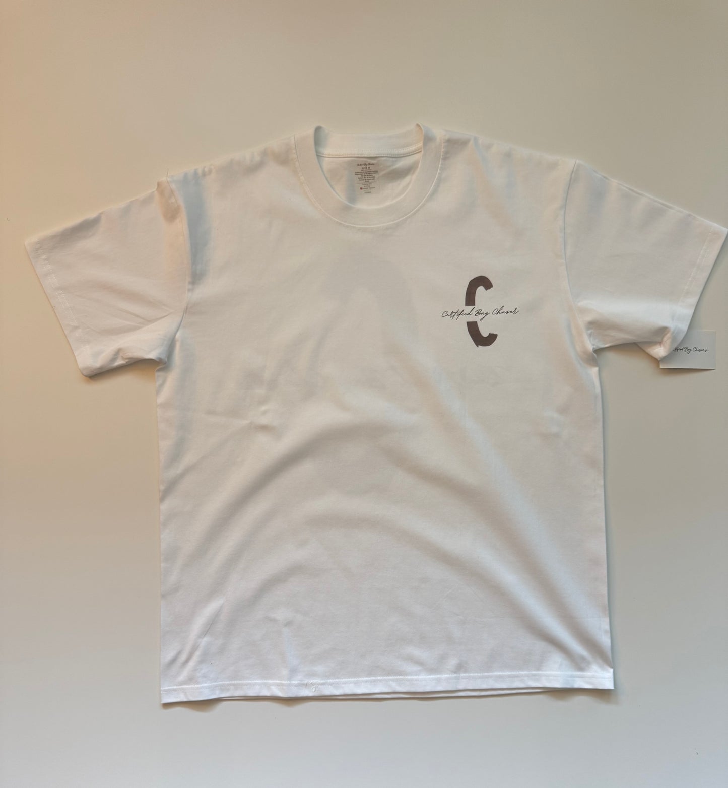 Short sleeve white tshirt with grey certified logo