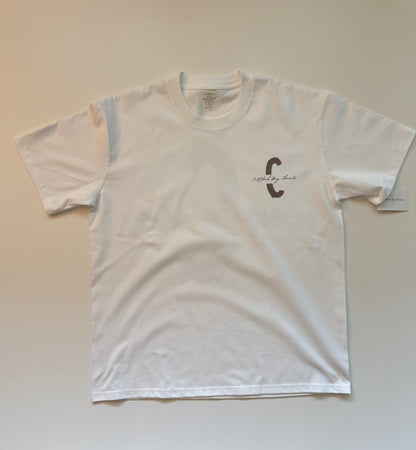 Short sleeve white tshirt with grey certified logo