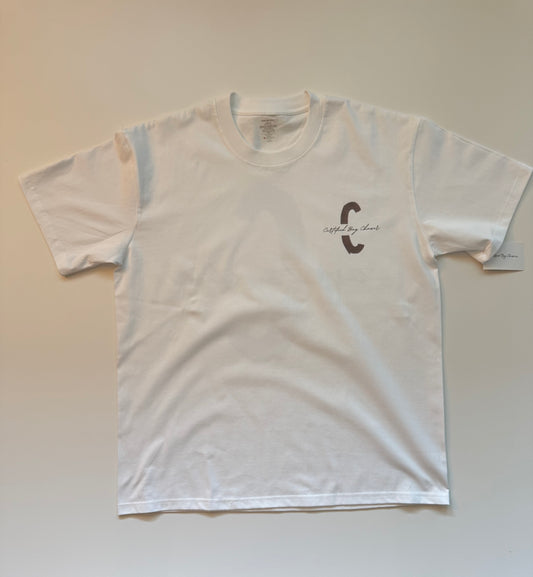 Short sleeve white tshirt with grey certified logo